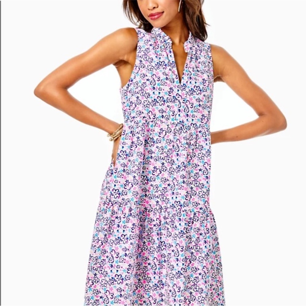 Lilly Pulitzer Novella Swing Dress SZ S Multi Fun Sun Repeat Ditsy
